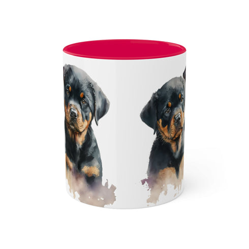 Rottweiler Pupies - Color Accent Mugs, 11oz